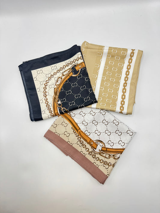 Chain-Link Monogram Headscarves